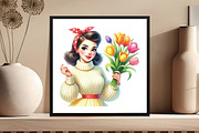 Spring Pin Up Girl Sublimation, an Illustration by DreamCafeArt (Thumbnail 4 of 5)