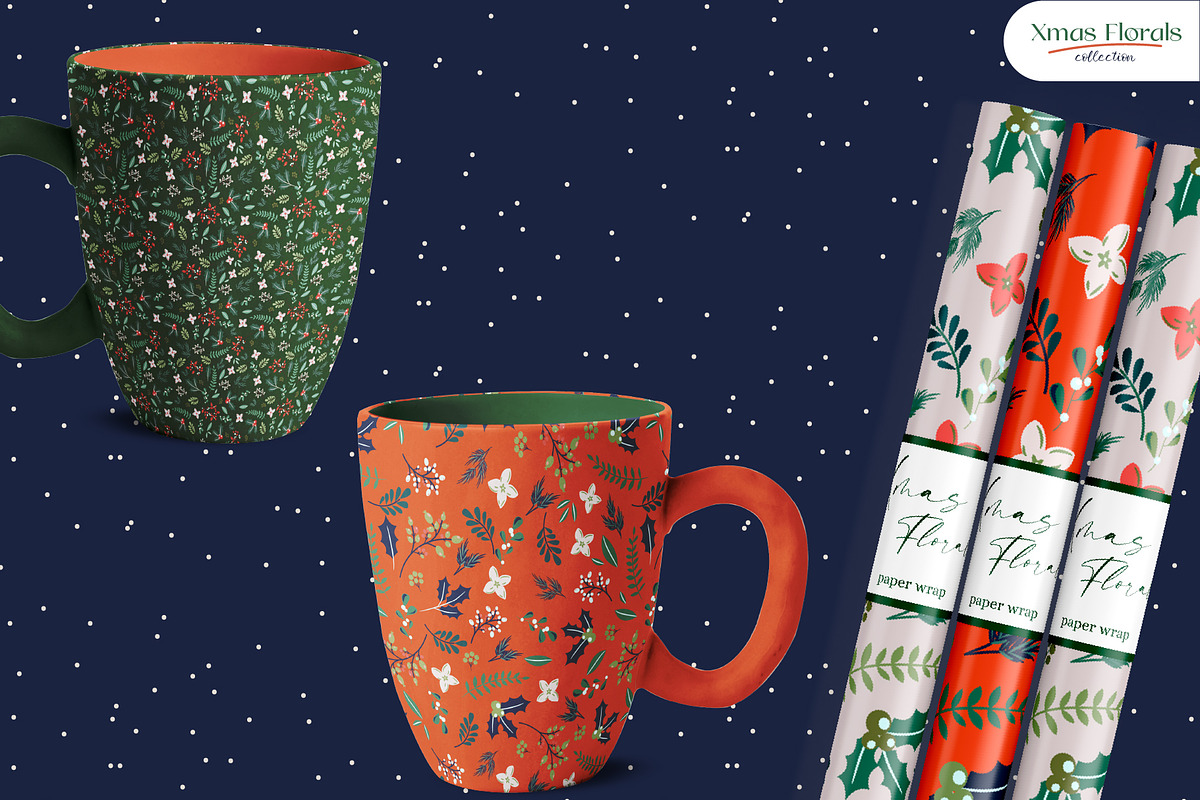 Xmas Florals - Seamless Patterns, a Pattern Graphic by InaCorart (Photo 3 of 9)