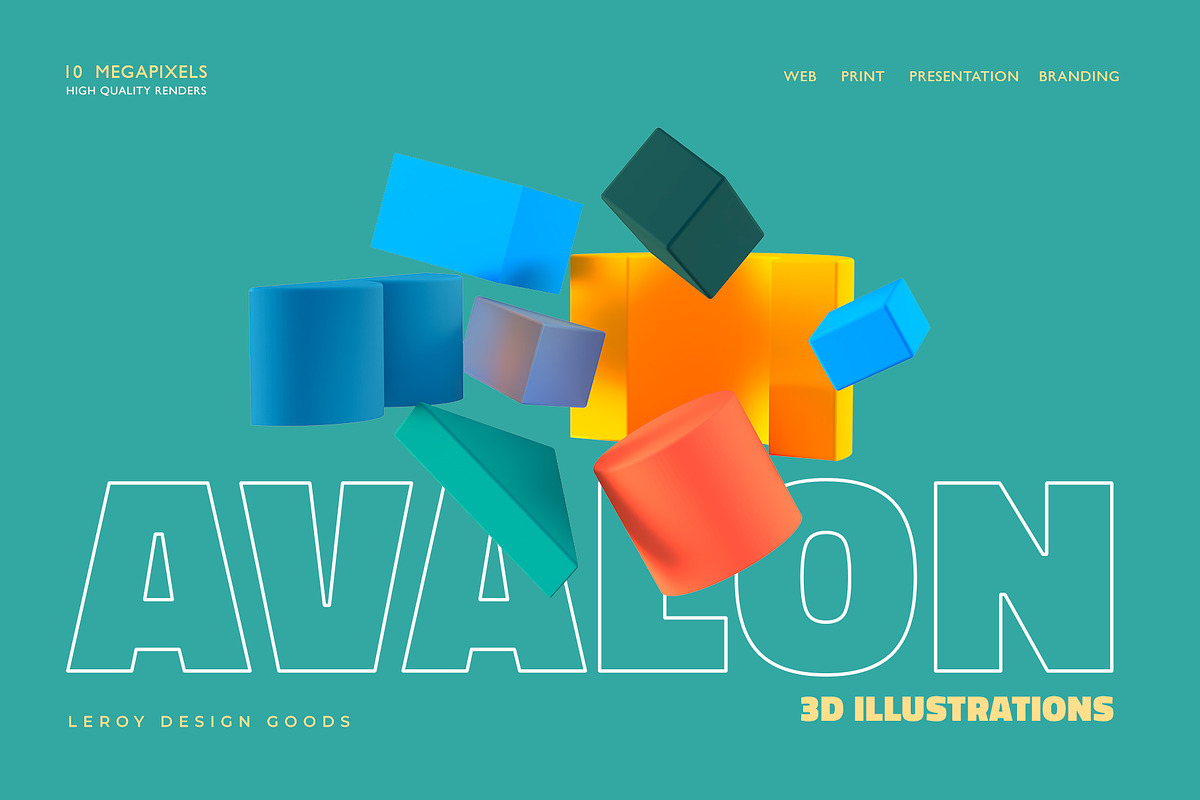 AVALON 3D Abstract Shapes v5, an Illustration by LEROY Design (Photo 2 of 9)
