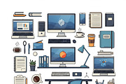 26 Vector Office Workspace Icon, a Background Graphic by adenpinkstore (Thumbnail 6 of 10)