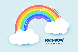 Kids Style Rainbow With Clouds, a Decorative Illustration by Black White Mouse Design