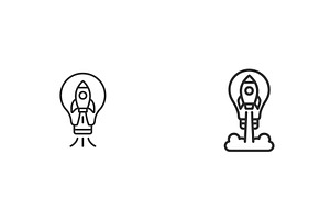 Rocket launches from a light bulb, a Technology Illustration by ZinetroN