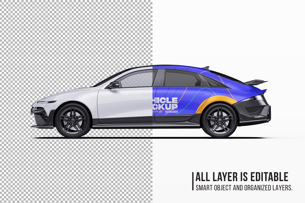 2025 Performance EV Sedan Mockup, an Advertising Mockup by Halal Graphic Studio (Photo 5 of 12)