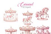 Pink Pony and Carousel Horse PNG, a Decorative Illustration by VM PARTYS  BY TAIRUMA (Thumbnail 7 of 10)