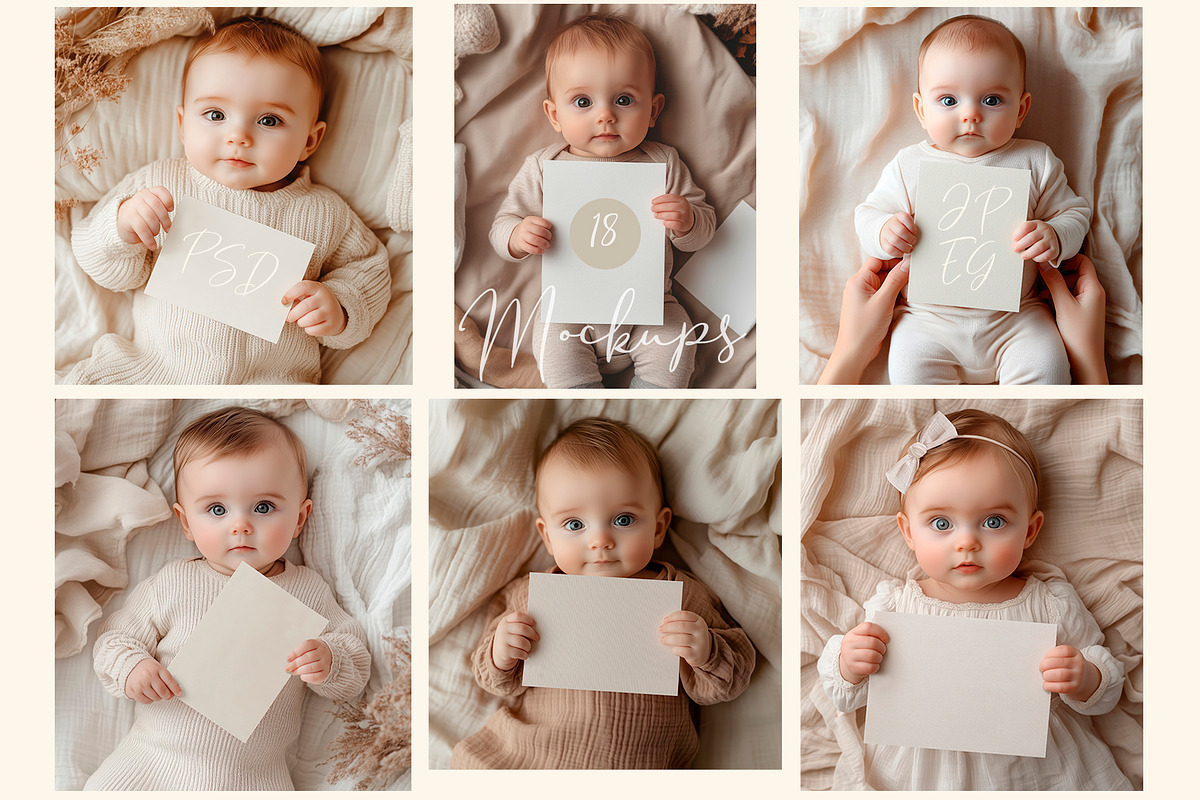 Cute Nursery Card Mockups., a Books & Magazine Mockup by Designwork (Photo 4 of 15)