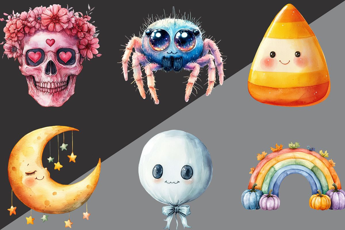 Pastel Halloween Clipart, an Illustration by Black Bird Studio (Photo 6 of 6)