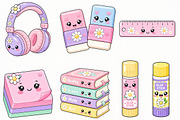 Kawaii Back to School Clipart Bundle, a Seasonal Illustration by Designworld (Thumbnail 2 of 5)