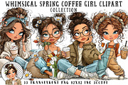 Whimsical Spring Coffee Girl Clipart, an Illustration by OK Design (Thumbnail 1 of 6)