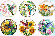 Hummingbird Round Stained Glass, an Illustration by Canvas Craft (Thumbnail 2 of 3)
