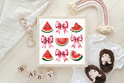 Coquette Watermelon Bows Summer PNG, an Illustration by CraftArtStudio (Thumbnail 4 of 4)