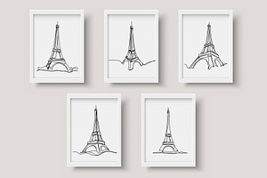 Eiffel Tower Line Art Bundle