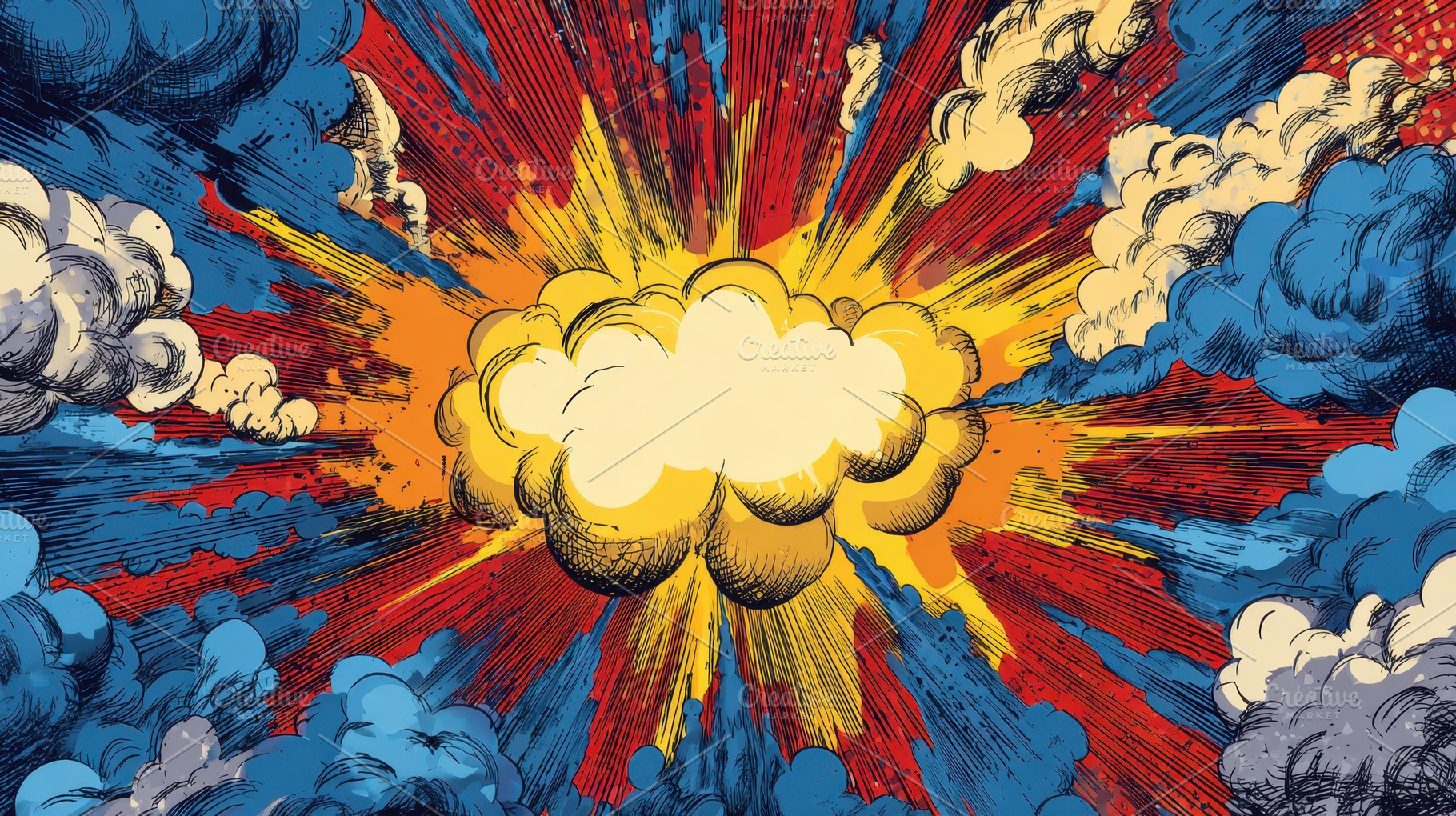 Vibrant comic art style explosion, an Abstract Photo by Pavel_design