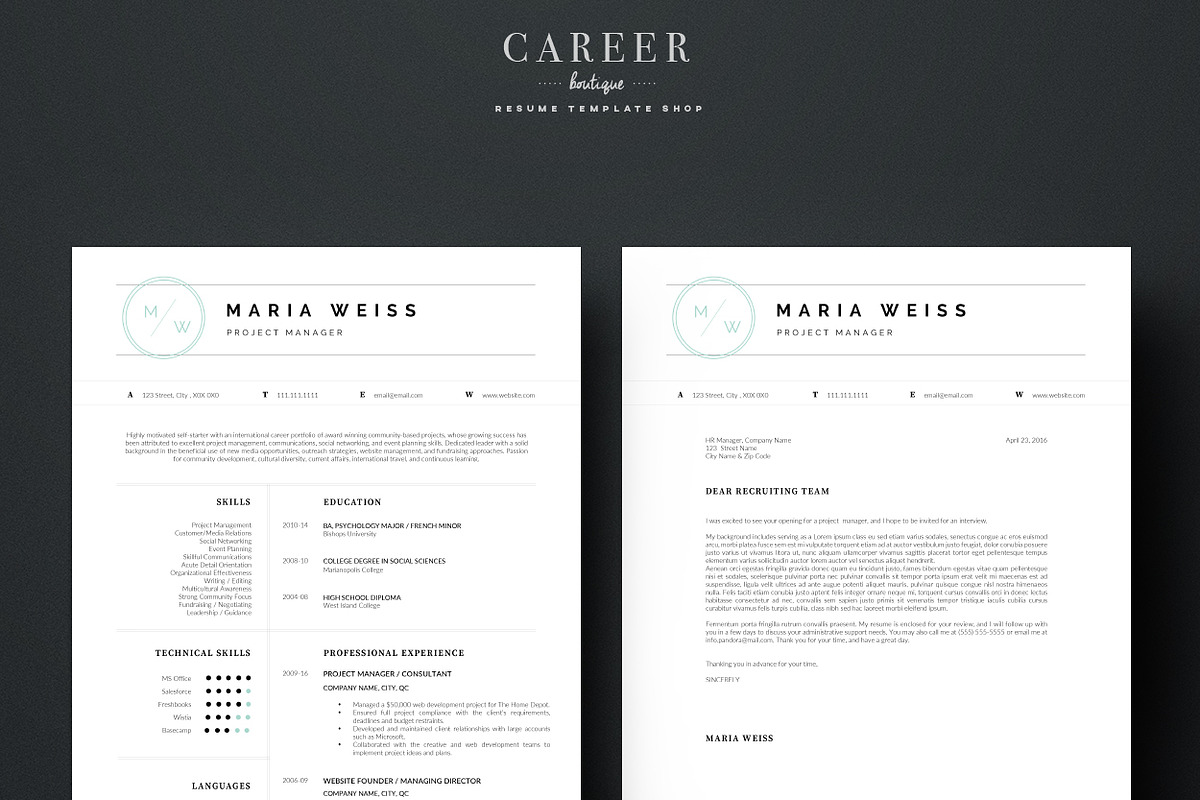 Modern Resume & CoverLetter Template, a Resume Template by careerboutique (Photo 6 of 6)