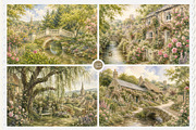 English Cottage Garden in Watercolor, a Decorative Illustration by Euonia Meraki (Thumbnail 8 of 20)