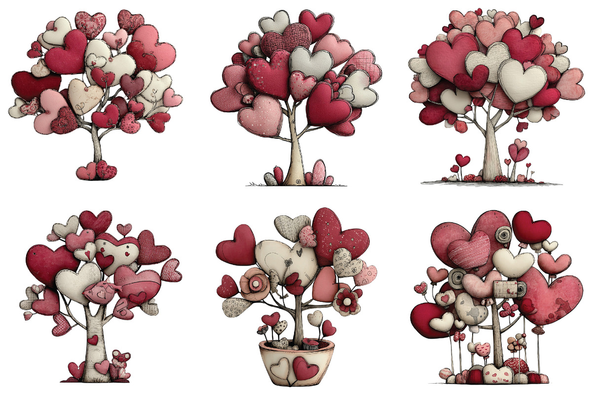 Quirky Valentine Day Tree Clipart, an Illustration by CraftArtStudio (Photo 5 of 6)