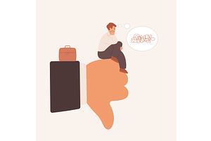 Negative feedback unhappy man, a Person Illustration by Lemberg Vector