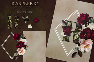 Raspberry Floral Clip Art Collection