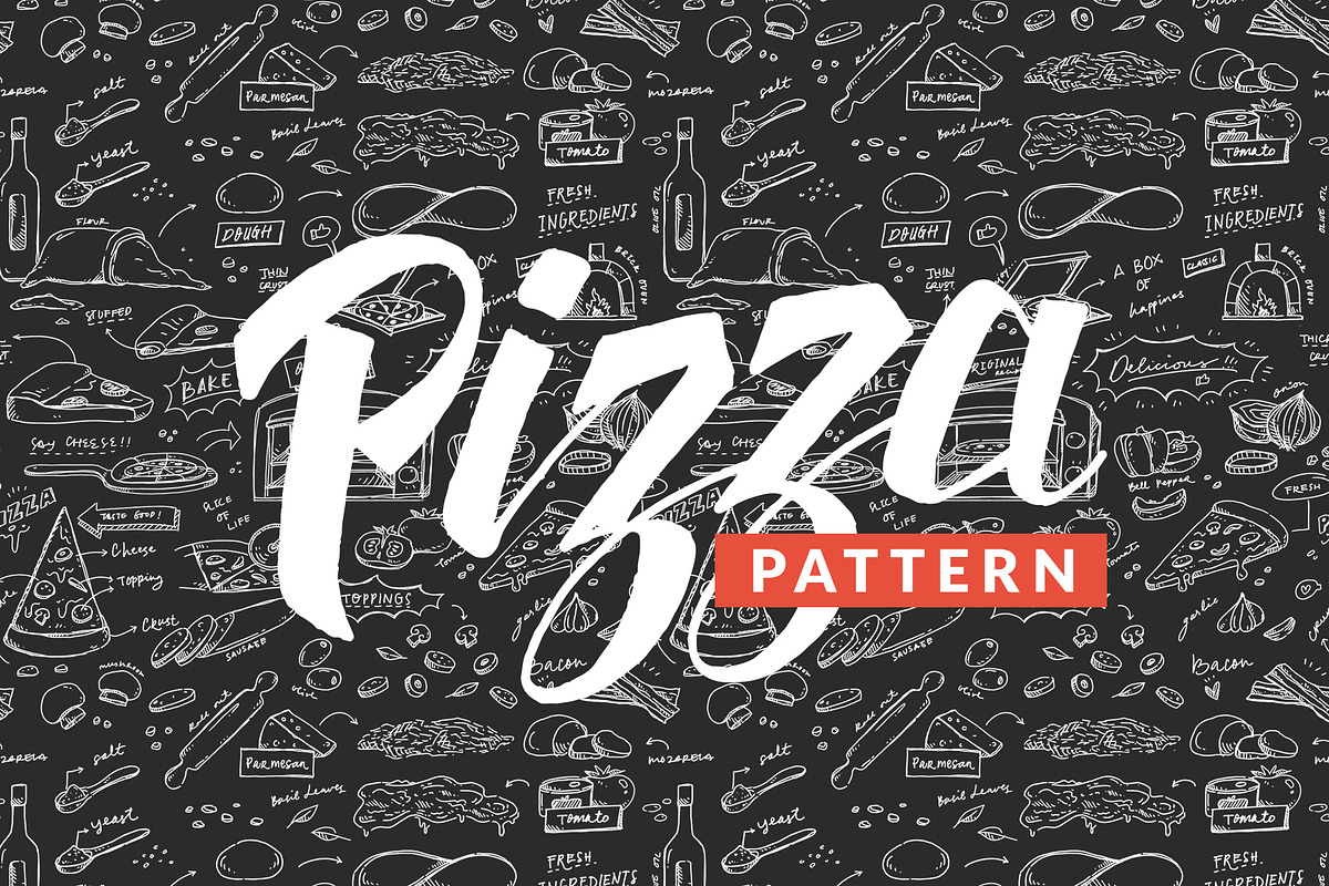 Handdrawn Pizza Pttern, a Pattern Graphic by Ladle&co. (Photo 2 of 2)