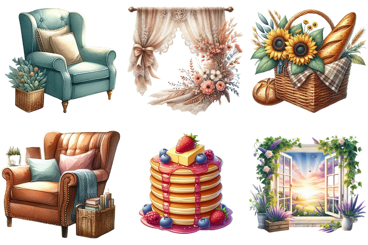 Summer Cottagecore Morning Clipart, an Illustration by Pixels.Craft (Photo 5 of 9)