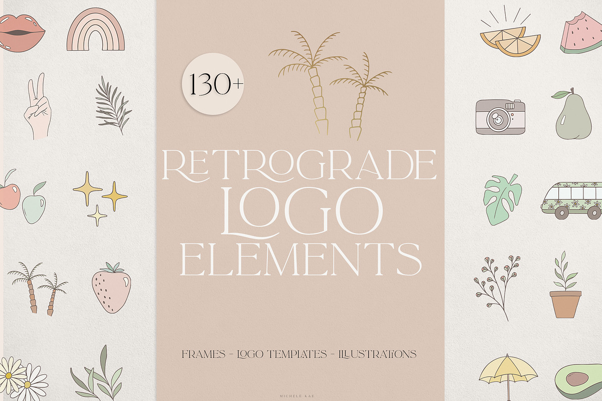 Retro logo elements & templates, a Branding & Logo Template by Michèle Kae (Photo 1 of 10)