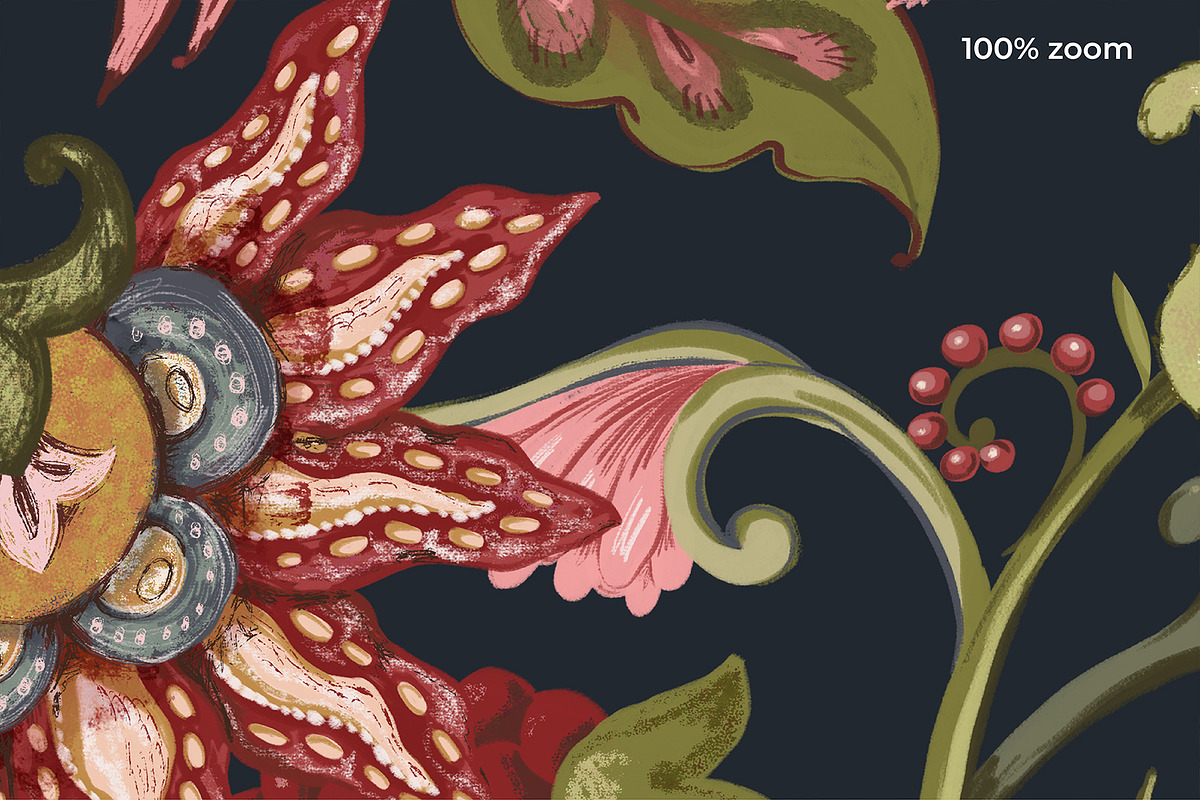 Bramble Jacobean Floral Pattern, a Pattern Graphic by Sonulkaster (Photo 7 of 13)