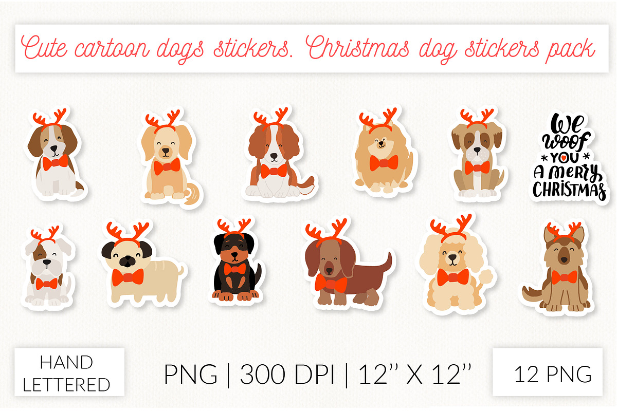 Cute dog stickers. Puppy Christmas, an Object Graphic by Let's Art (Photo 24 of 24)