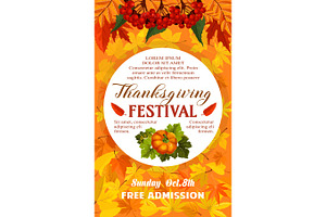 Thanksgiving Day Festival Banner Of Autumn Harvest