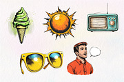 Retro Pop Art Comic Summer Clipart, an Illustration by CreationArt (Thumbnail 5 of 5)