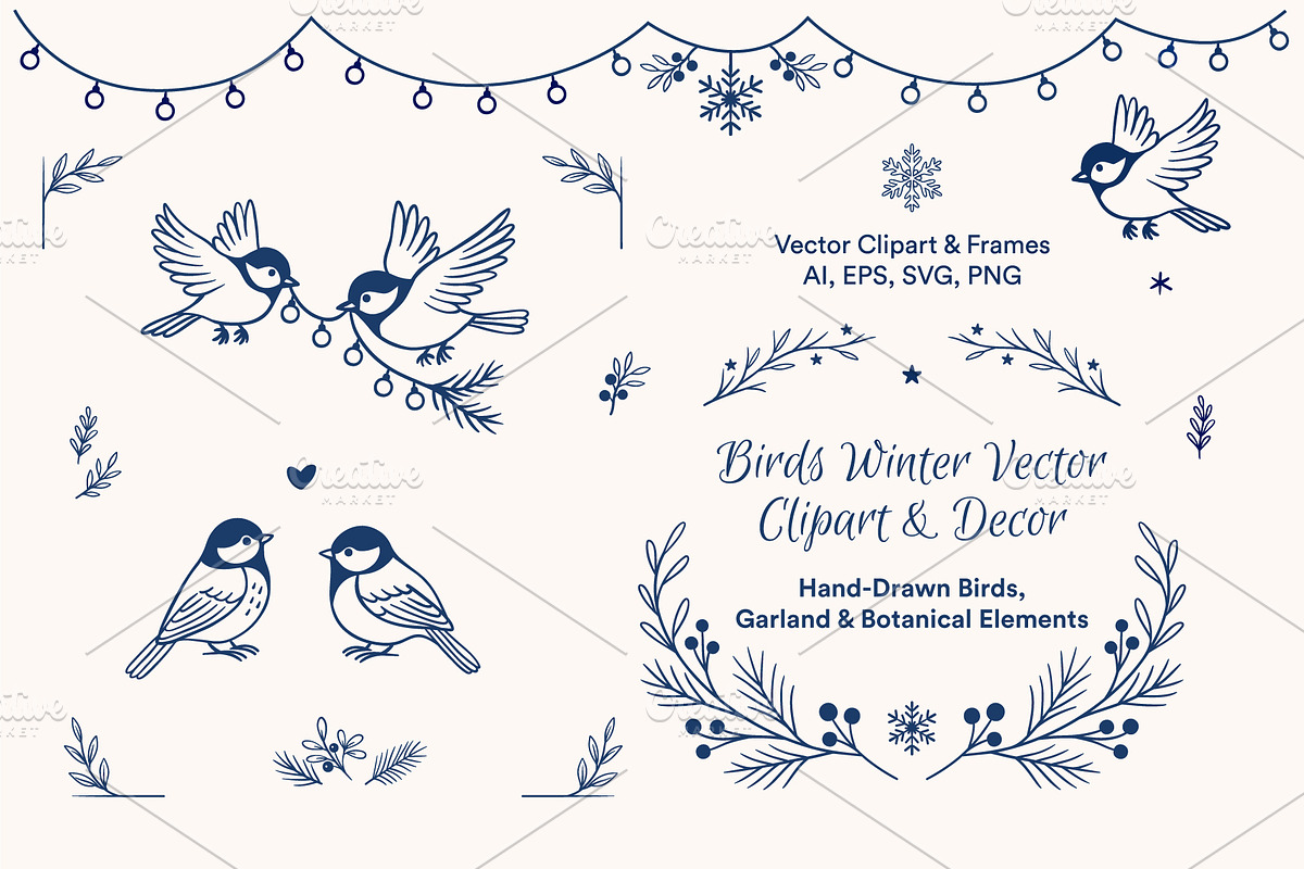 Winter Birds Vector Clipart, an Illustration by SvetaGallery (Photo 1 of 5)