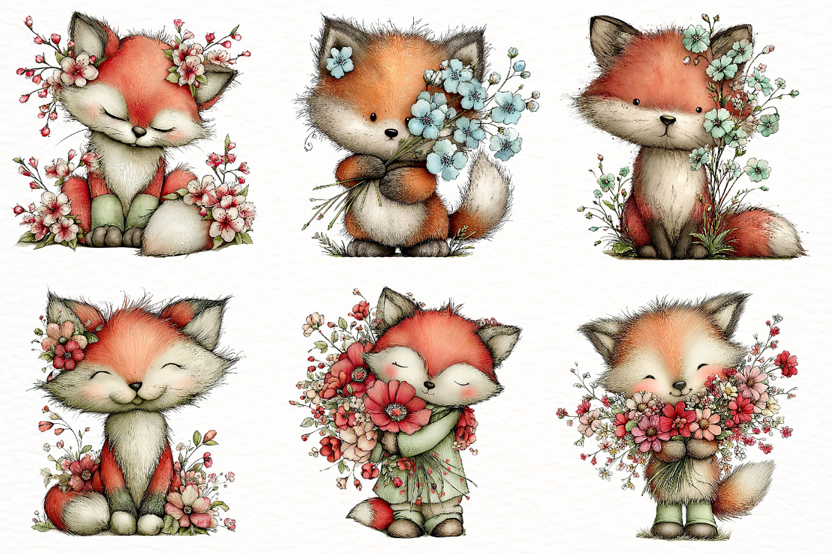 Whimsical Spring Fox Clipart, an Illustration by Designworld (Photo 3 of 4)
