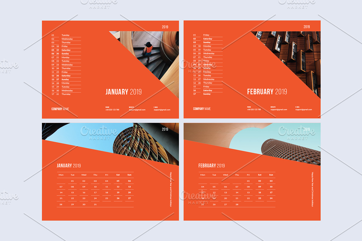Desk Calendar for 2019, a Stationery Template by Vepix (Photo 4 of 11)