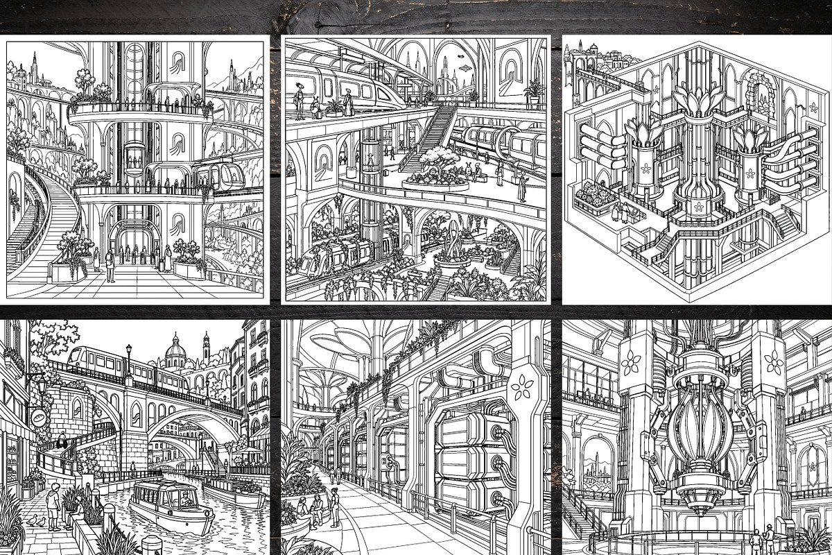 80 Sci-Fi Coloring Pages Bundle, a Brochure Template by LA Design (Photo 3 of 10)