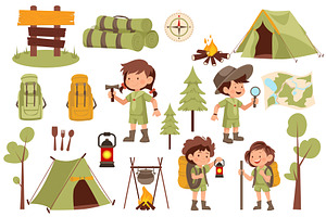 Scouts Camping Set Elements, a Sport Illustration by alexdndz
