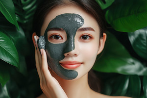 Beautician applies hydrating clay, a Photo by Pavel_design
