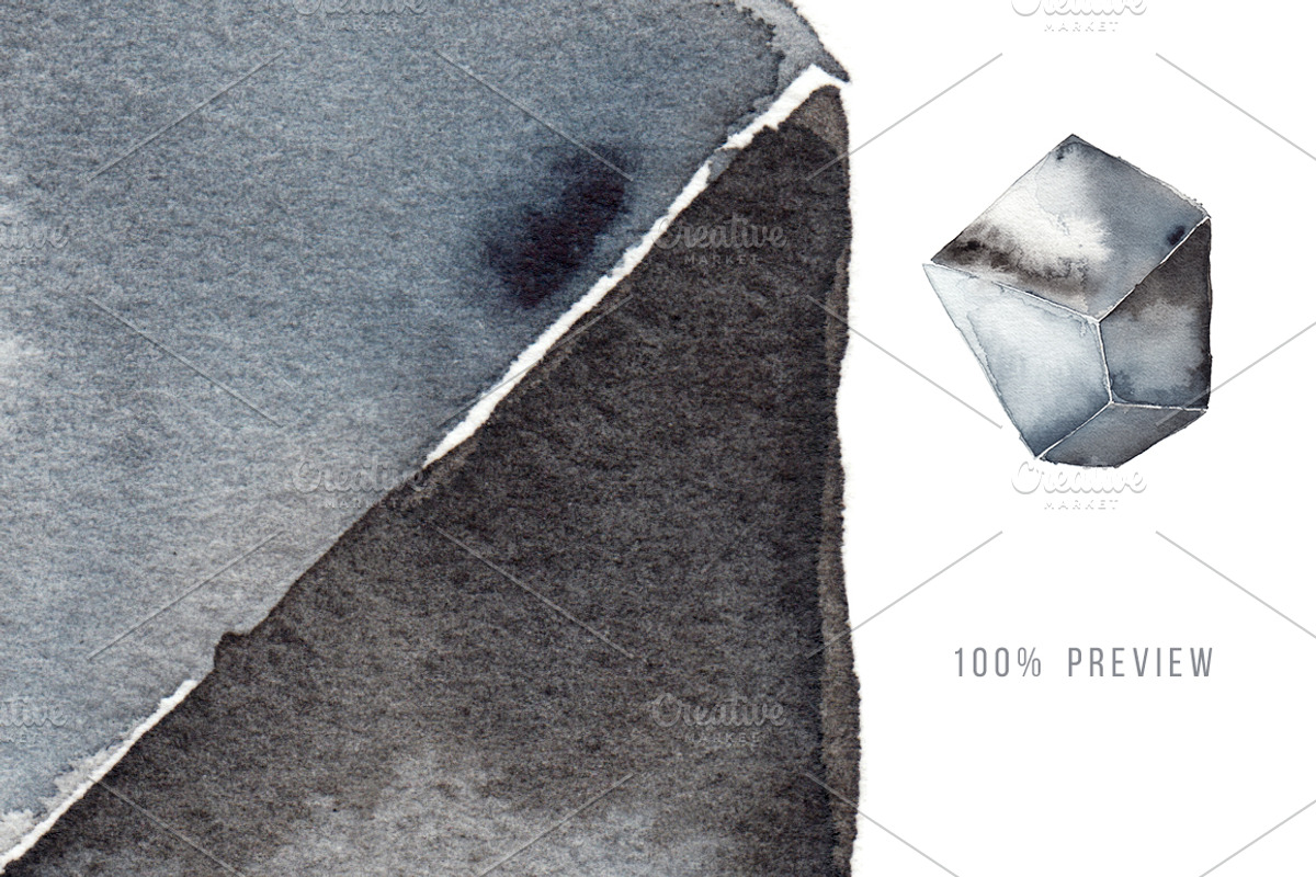 Watercolor Crystals and Gemstone Set, a Decorative Illustration by separisa (Photo 3 of 3)