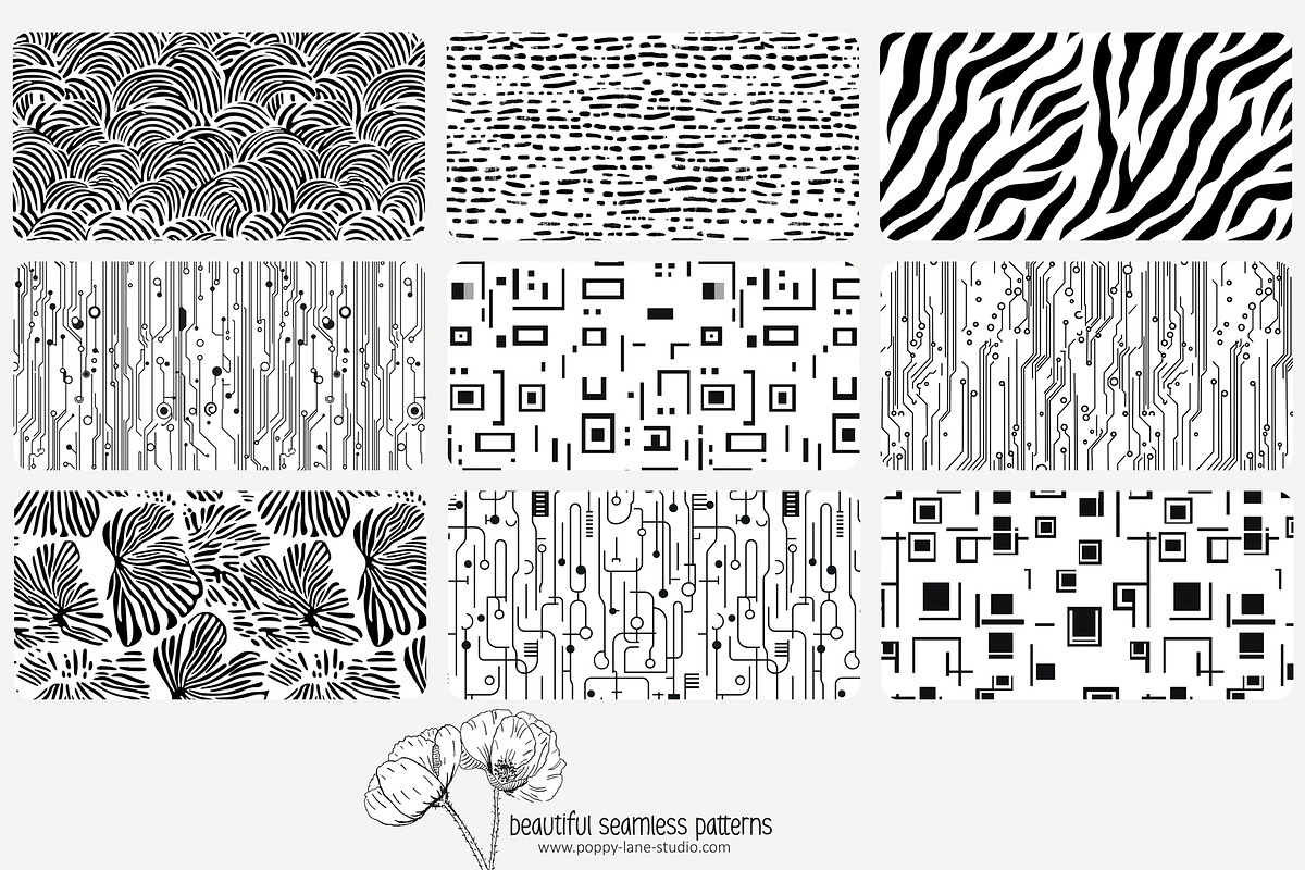 80 abstract b/w seamless pattern, a Pattern Graphic by Poppy Lane Studio (Photo 2 of 11)