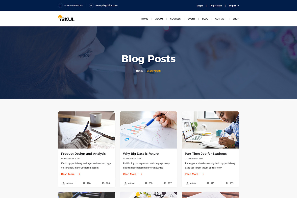 ISKUL - Educational Website Template, a HTML Template by THESOFTKING (Photo 3 of 7)
