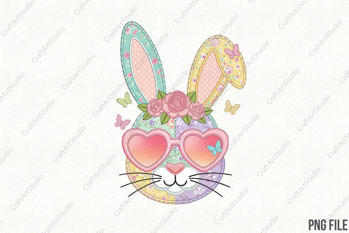 Floral Patchwork Easter Bunny Png, an Illustration by CraftArtStudio (Photo 1 of 4)