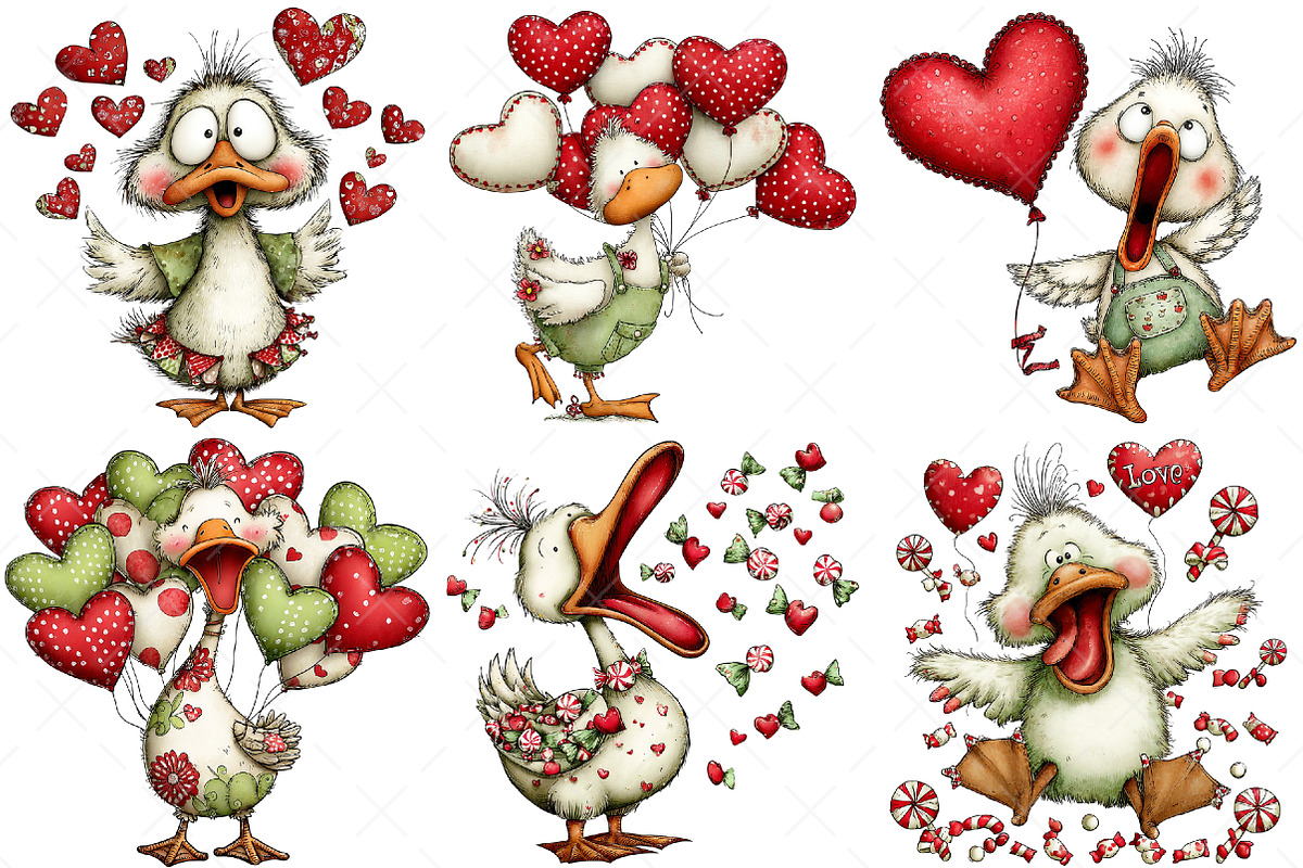 Funny Panic Goose Valentine Clipart, an Illustration by Craft Nest (Photo 7 of 10)