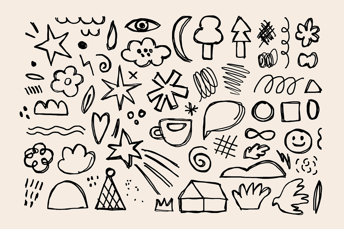 TOTALLY NAIVE: 180+ ELEMENTS, a Decorative Illustration by katieromanoff_art (Photo 11 of 12)