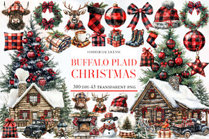 Buffalo Plaid Christmas Clipart, an Illustration by Designworld
