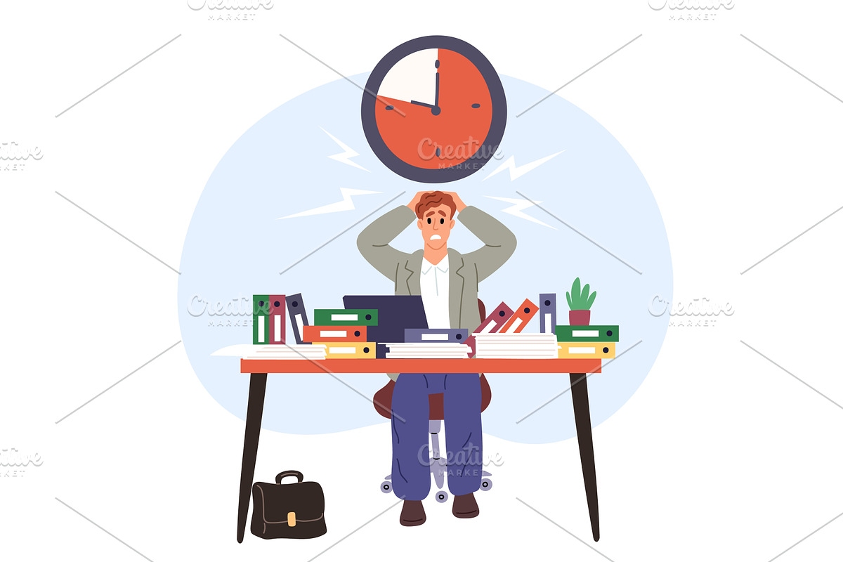 Frustrated worker fails to meet, a Person Illustration by Vectorbuum