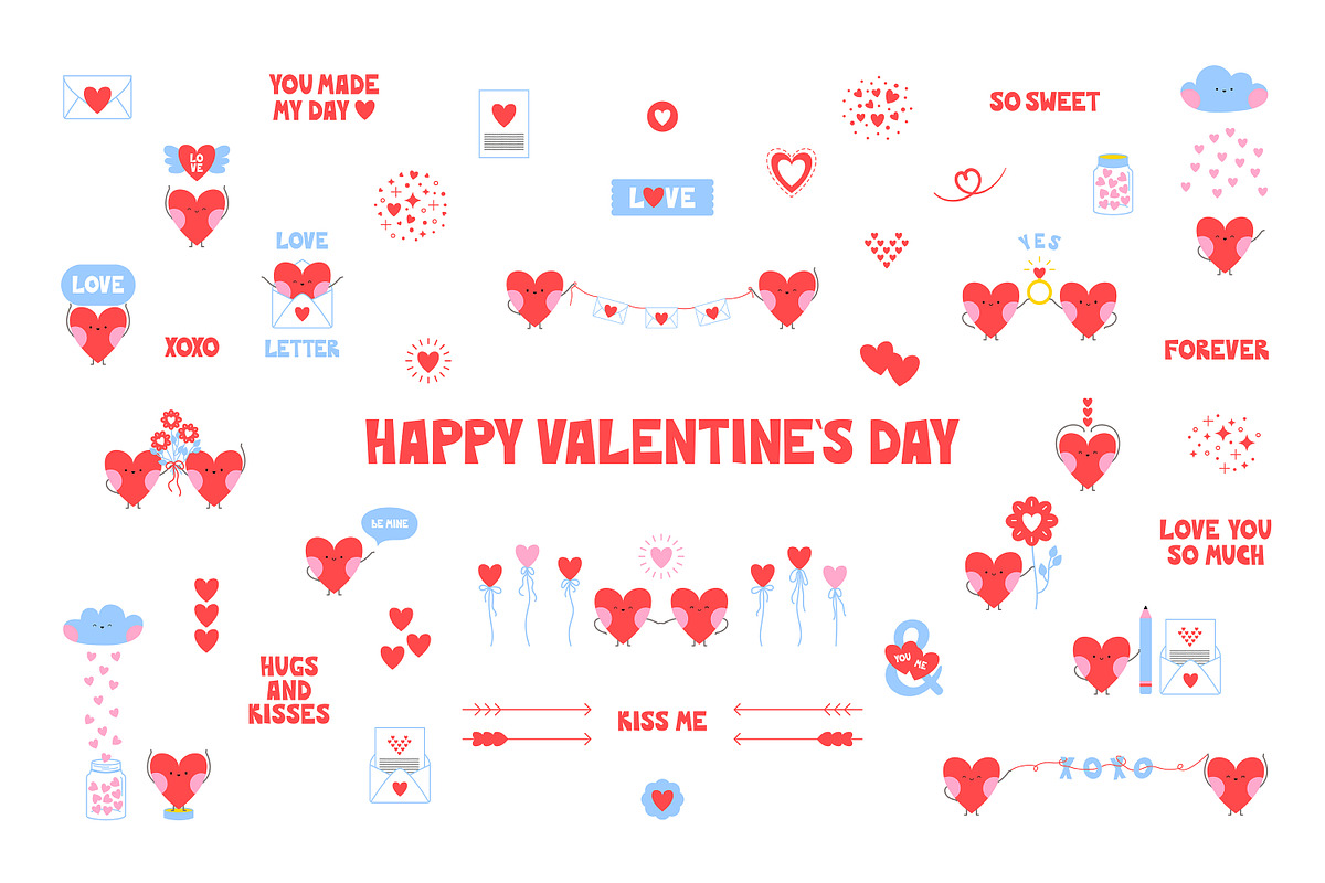 Heart characters clipart set, a Decorative Illustration by LiiaLonn Studio (Photo 2 of 4)