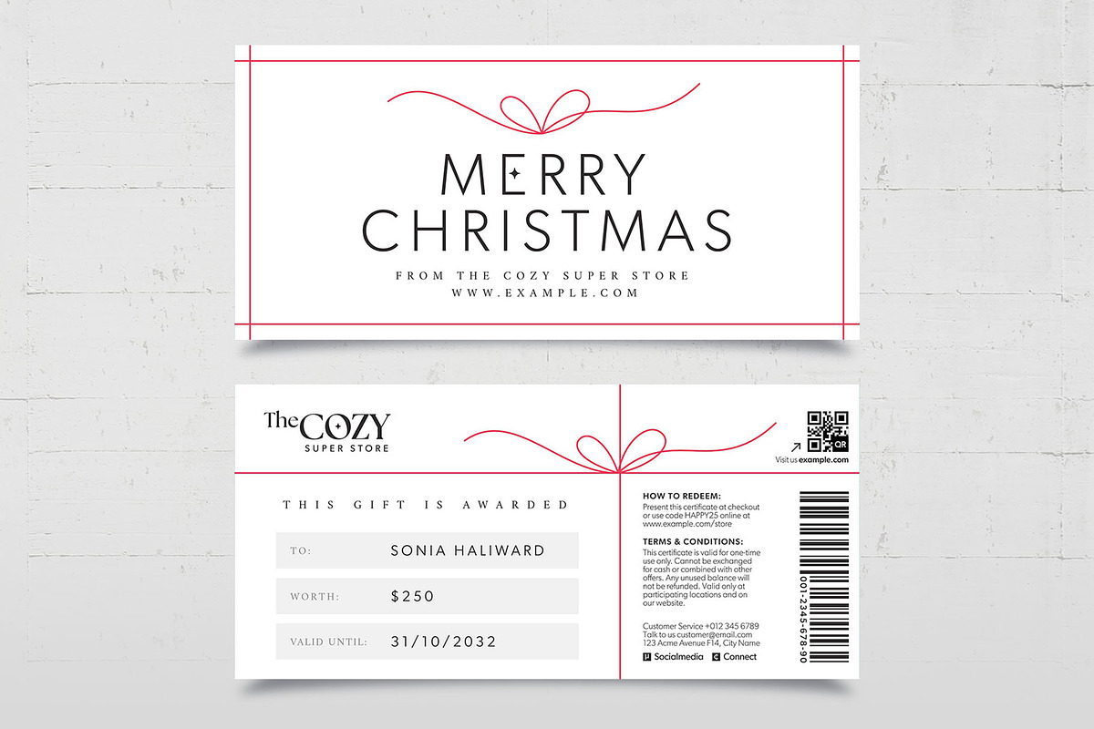 Minimal Christmas Gift Certificate, a Stationery Template by BrandPacks (Photo 5 of 5)
