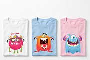 Cute Monster Mascots & Sticker Set, a Decorative Illustration by D R A W K M A N (Thumbnail 2 of 7)