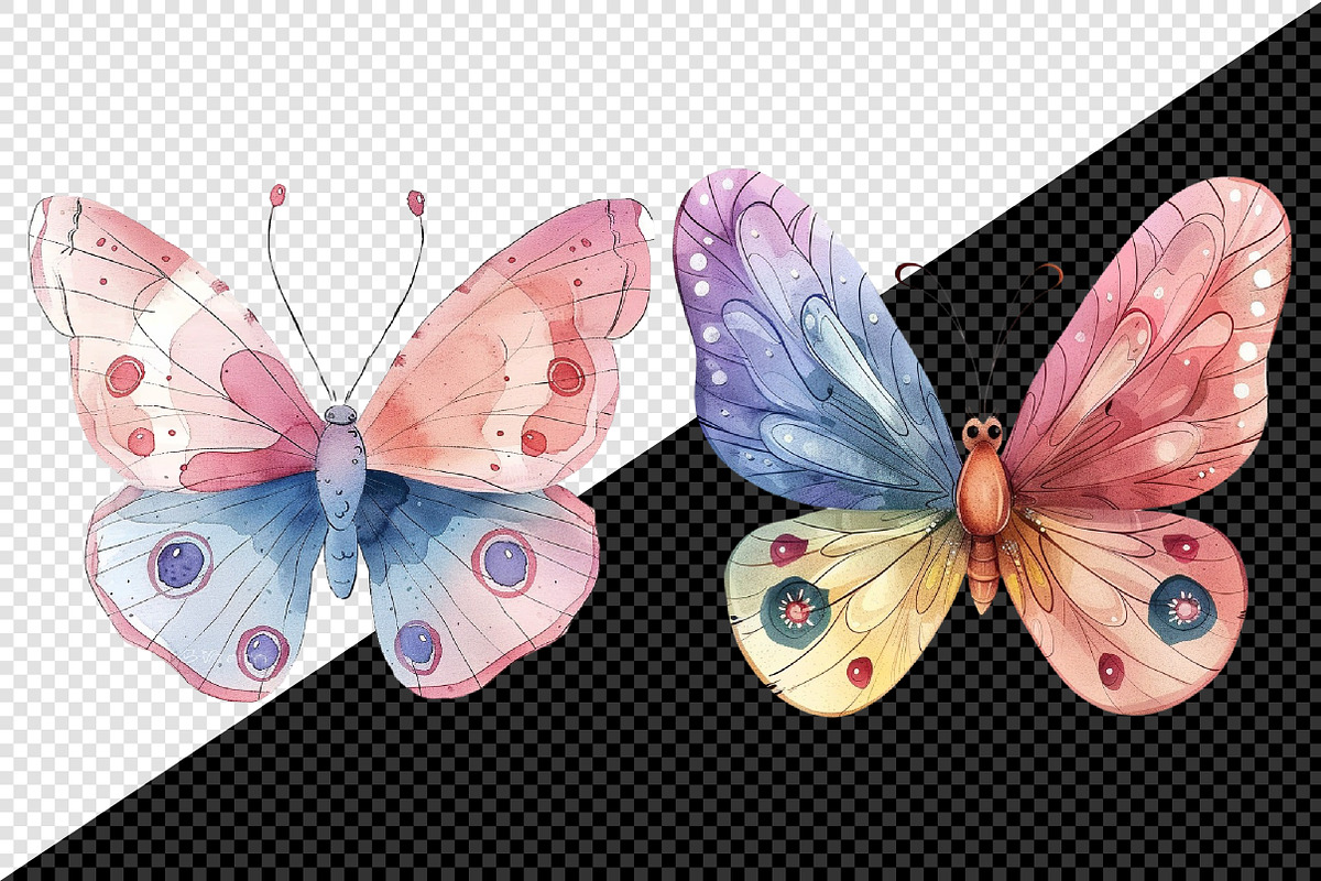 Watercolor Butterfly Png Clipart, an Illustration by Creative Art (Photo 3 of 8)