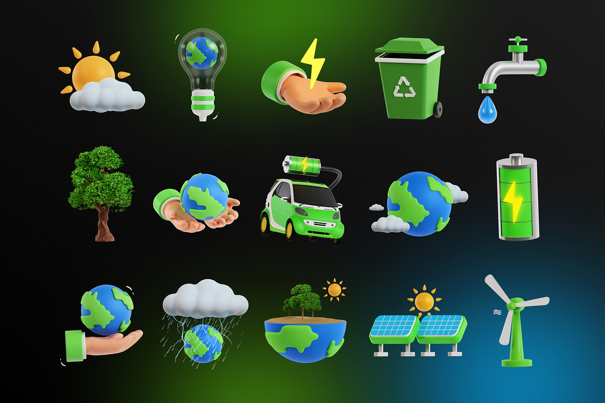 Ecology & Earth 3D Icons, an Environmental 3D Model by Azam Creative (Photo 4 of 5)