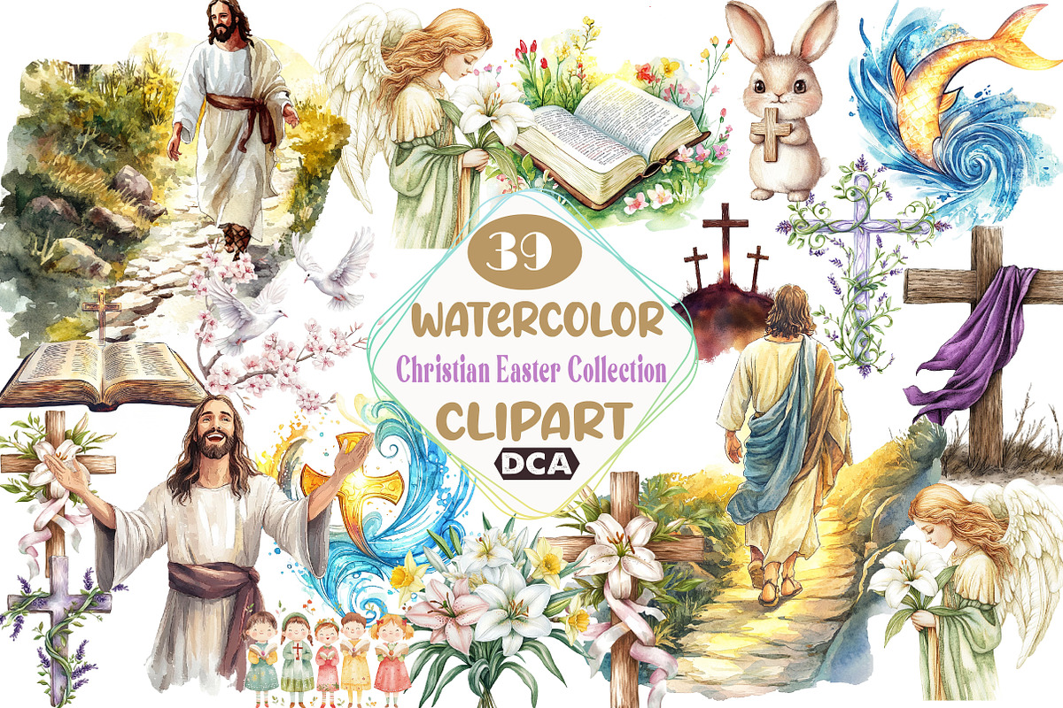 Watercolor Christian Easter, an Illustration by DreamCafeArt (Photo 1 of 5)