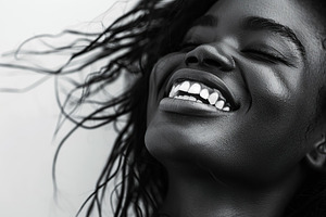 Black and white photo of african american woman with clean healthy skin, a Photo by AlyaAnd