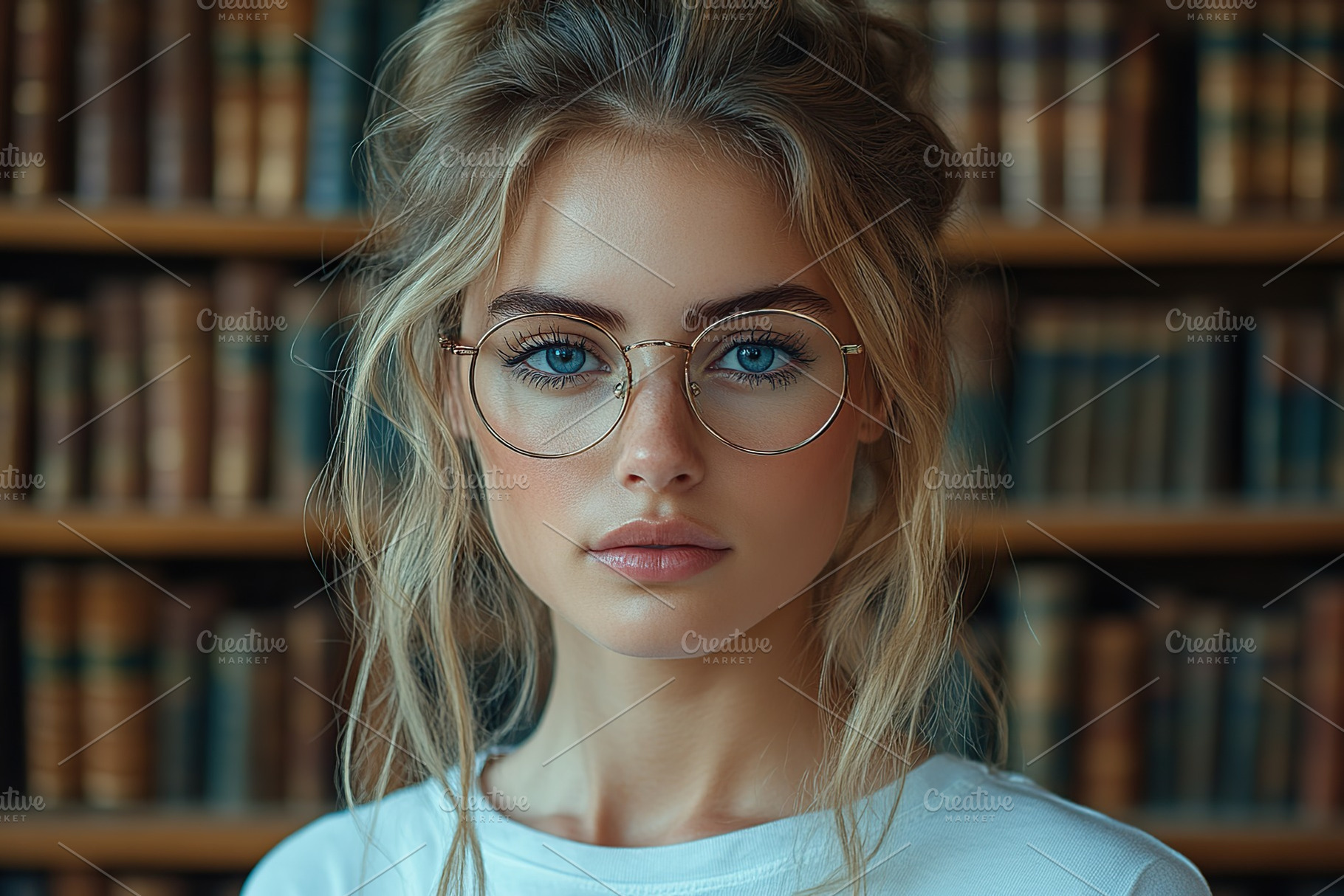 Portrait of university student in big library, a Person Photo by AlyaAnd
